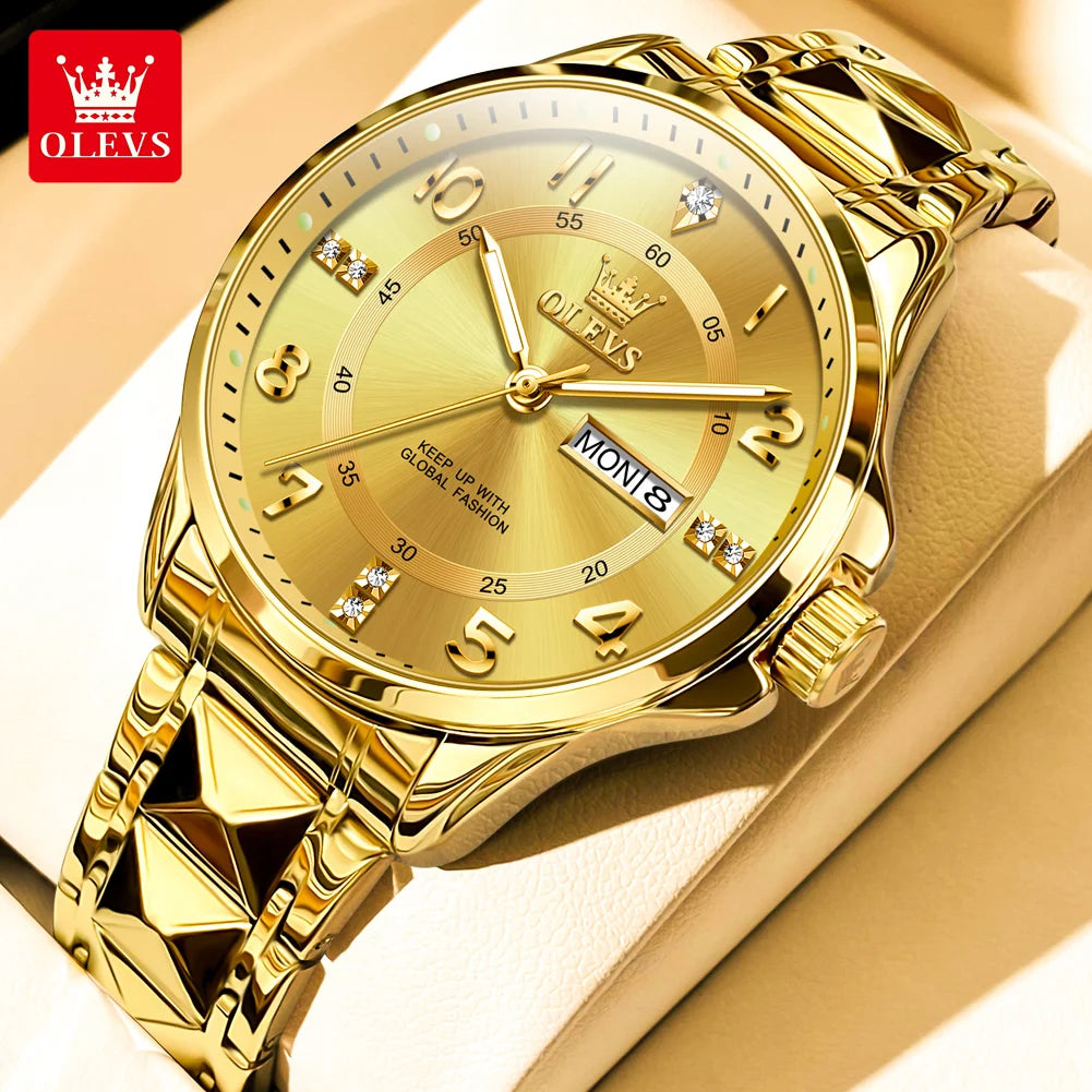 OLEVS 2910 Uhr für Herren und Damen, Luxuriöse Quarz-Paaruhren, Wasserdichte Edelstahl-Armbanduhr mit Diamant-Zifferblatt