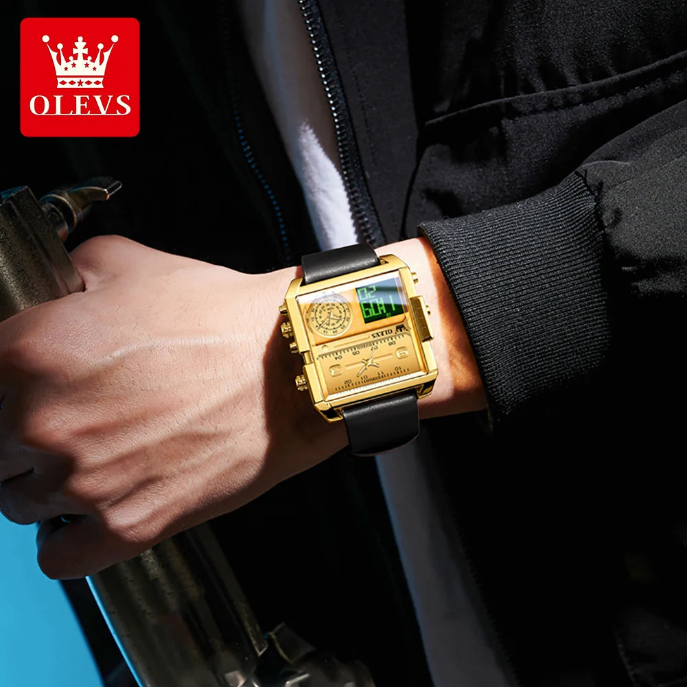 OLEVS 1101 Herrenuhr Mode Multifunktions-Quarzuhr für Herren Kalender Wochentagsanzeige Wasserdichte Leuchtzeiger Uhr Reloj