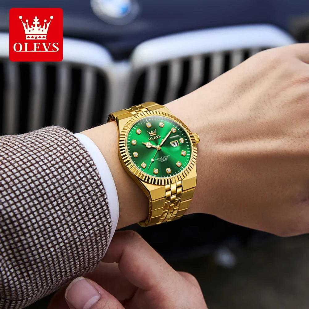 OLEVS 2989 Uhren für Herren Marke Original Quarzuhren Stahlband Wasserdicht Leuchtend Chronograph Datum Herrenuhr Geschenkbox