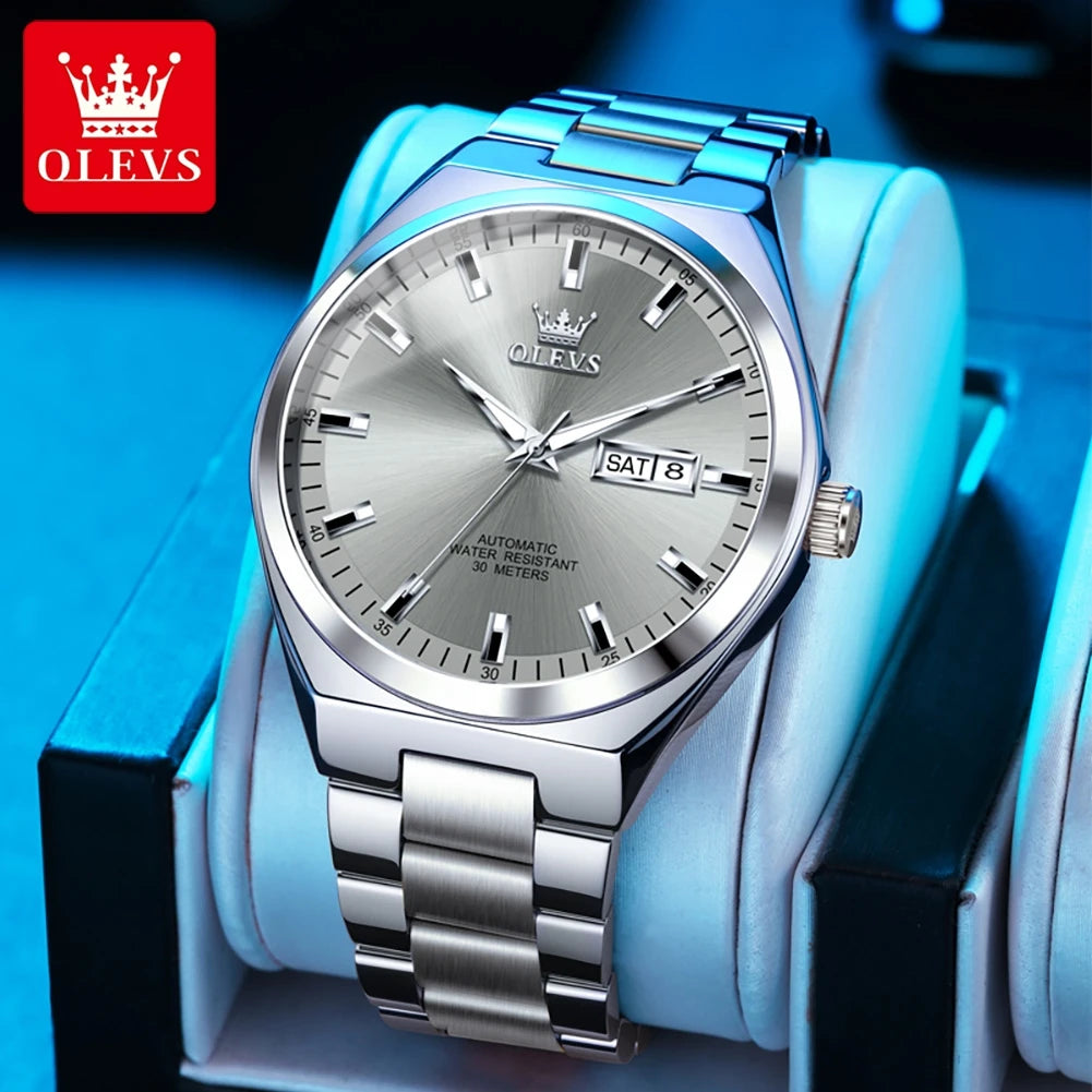 OLEVS 9907 Watches For Man Luxury Business Automatic Mechanical Wristwatch Waterproof Luminous Original Sport Week Date Watches