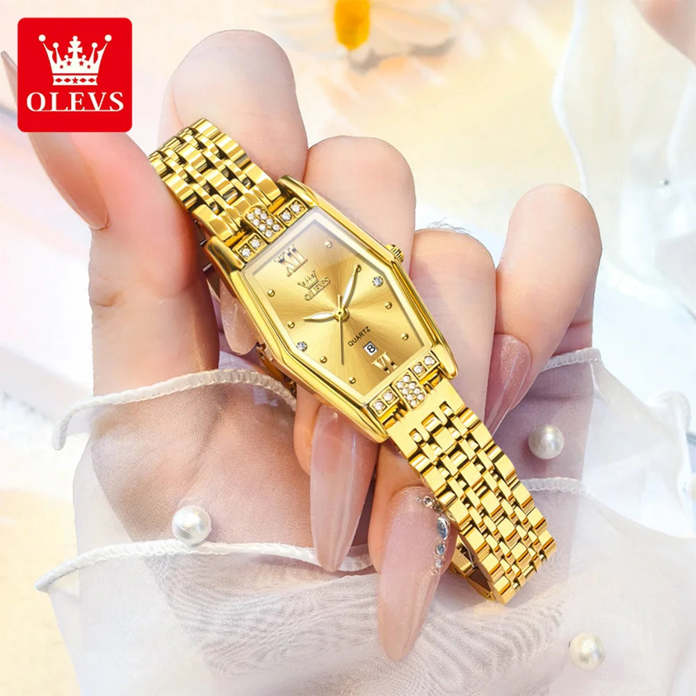 OLEVS 3699 Damen Quarzuhr Simple Luxury Kalenderuhr Für Frauen Leuchtende Wasserdichte Elegante Damenuhr Edelstahlarmband