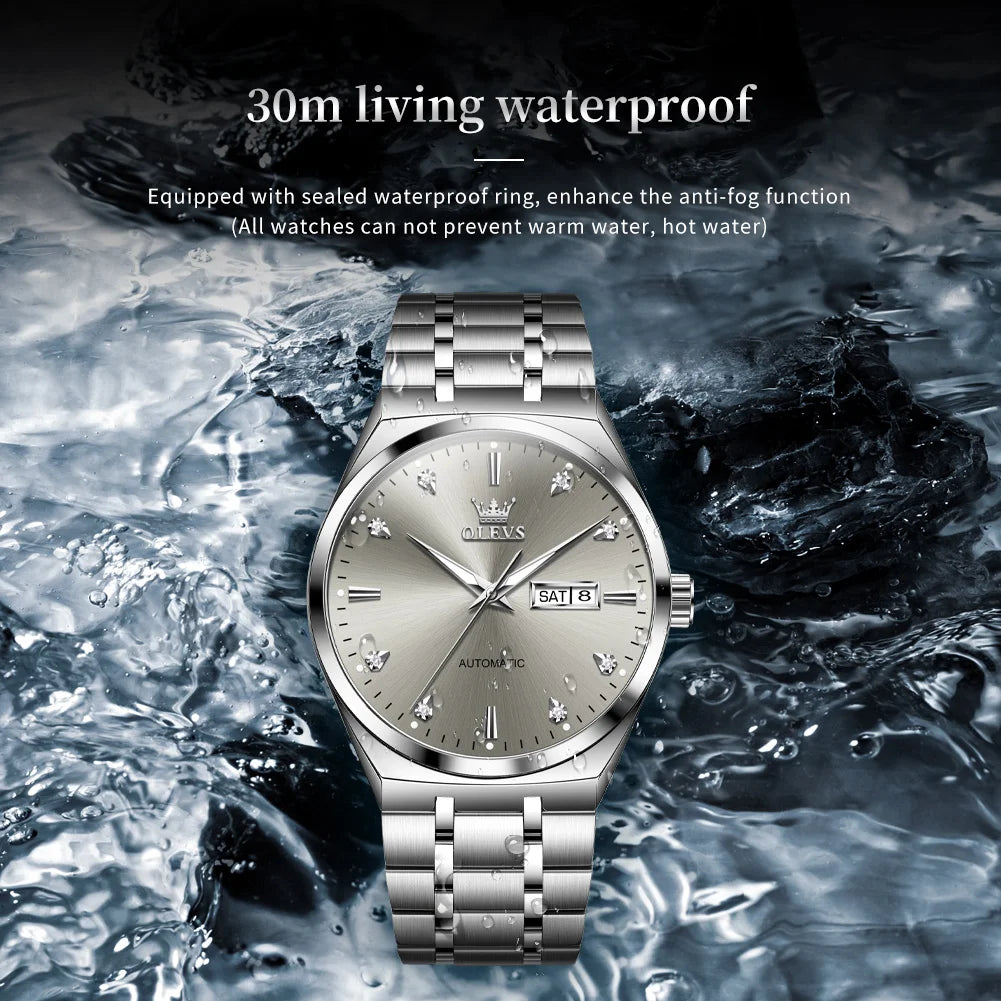 OLEVS 9811 Original Sport Week Date Watches For Man Luxury Business Automatic Mechanical Wristwatch Waterproof Luminous Big Dial