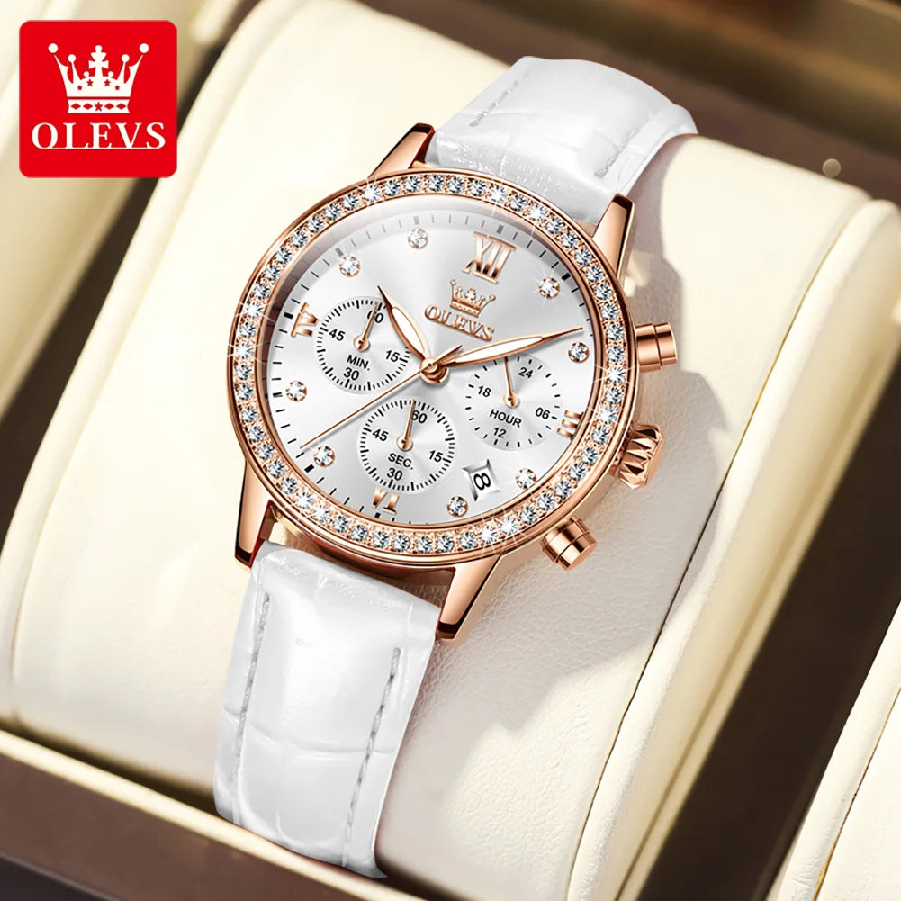 OLEVS 9933 Women's Watch Luxury Diamond Quartz Watch For Women Chronograph Calendar Top Brand Wristwatch Waterproof Luminous