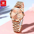 OLEVS 5189 Damenuhren Luxus Wasserdichte Quarzuhr für Damen Leuchtende Edelstahl Herzform Einfaches Zifferblatt Zeiger Uhr