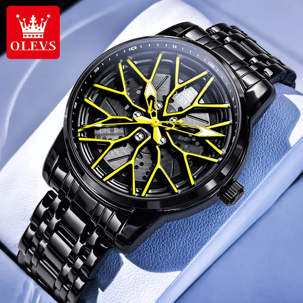 OLEVS 3701 Quarzuhr Herren Stahlarmband Hohl Mode Wasserdichte Uhr für Männer Leuchtende Top Marke Original Männliche Handuhr