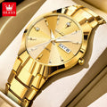 OLEVS 8697 Men's Watch Top Brand Luxury Dual Calendar Quartz Watch For Men Rhombus Mirror Tungsten Steel Strap Man Hand Clock