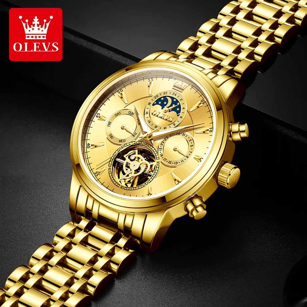 OLEVS 6746 Men's Watch Business Fashion Skeleton Automatic Mechanical Watches For Man Original Waterproof Luminous Man Clock