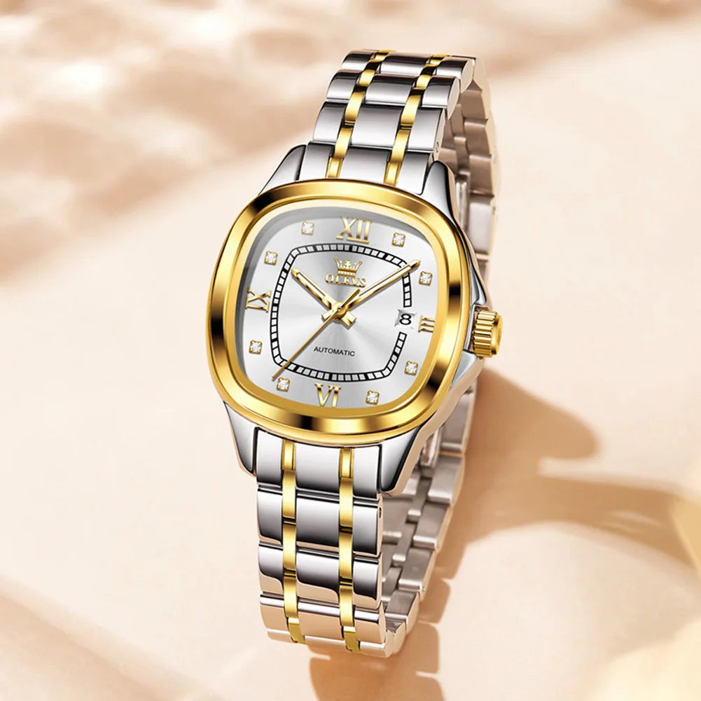 OLEVS 9810 Woman Watch Top Brand Business Date Mechanical Watch For Women Diamond Scale Luxury Original Waterproof Hand Clock