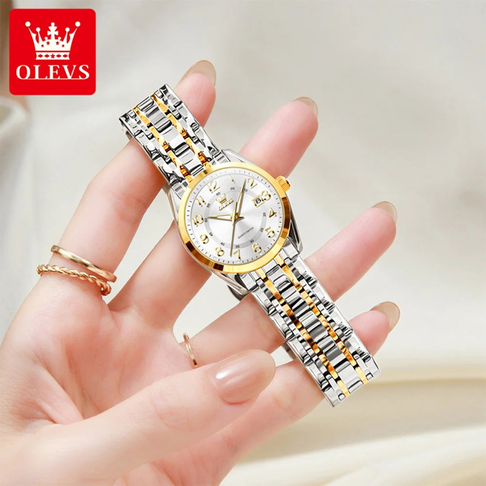 OLEVS 3666 Paar Uhr Luxus Business Top Marke Wasserdicht Leuchtende Dress Handuhr Original Zahlenskala Datum Modeuhr