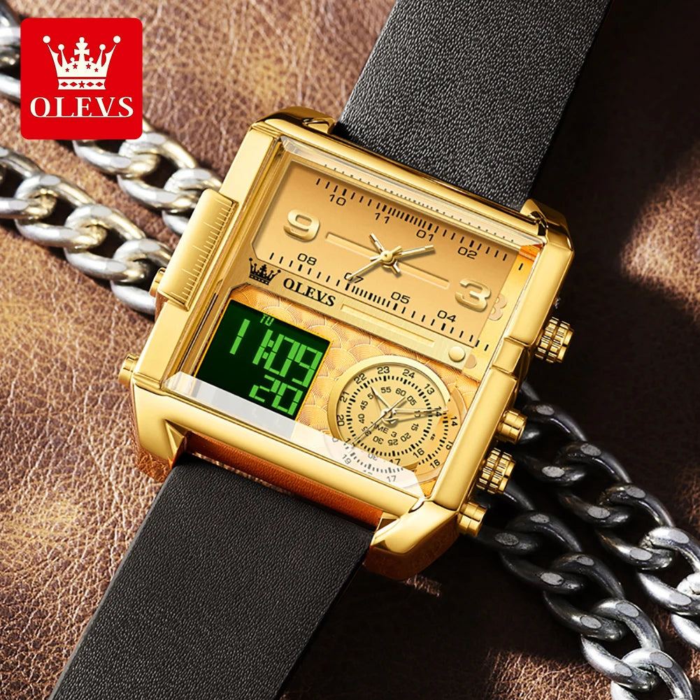 OLEVS 1101 Herrenuhr Mode Multifunktions-Quarzuhr für Herren Kalender Wochentagsanzeige Wasserdichte Leuchtzeiger Uhr Reloj