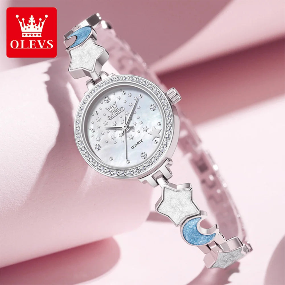 OLEVS 5665 Watches For Woman 30M Waterproof Quartz Watch Stainless Steel Bracelet Luxury Ladies Hand Clock New Reloj Mujer