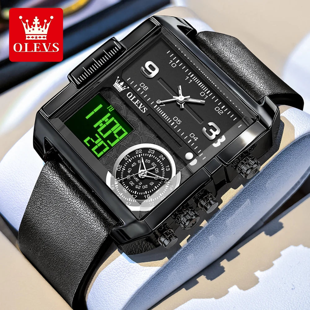 OLEVS 1101 Herrenuhr Mode Multifunktions-Quarzuhr für Herren Kalender Wochentagsanzeige Wasserdichte Leuchtzeiger Uhr Reloj