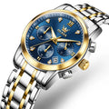 OLEVS 2858 Damenuhr Luxus Wasserdichte Datumsquarzuhr für Damen Diamantskala Chronograph Business Handuhr Stahlarmband