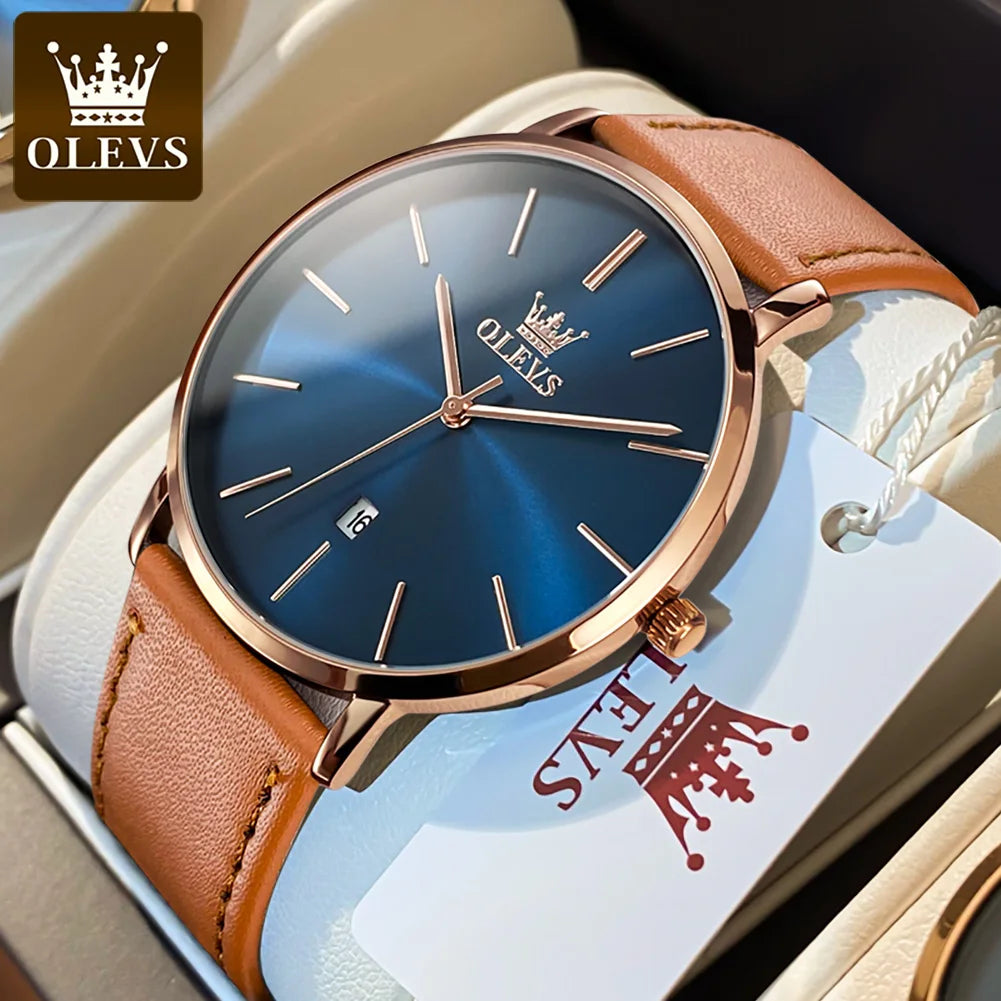 OLEVS 5869 Watch For Men Fashion Simple Japan Quartz Movement Man's Watches Case Thickness 6.5mm Top Brand Calendar Hand Clock