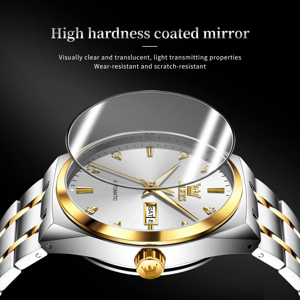 OLEVS 9811 Original Sport Week Date Watches For Man Luxury Business Automatic Mechanical Wristwatch Waterproof Luminous Big Dial