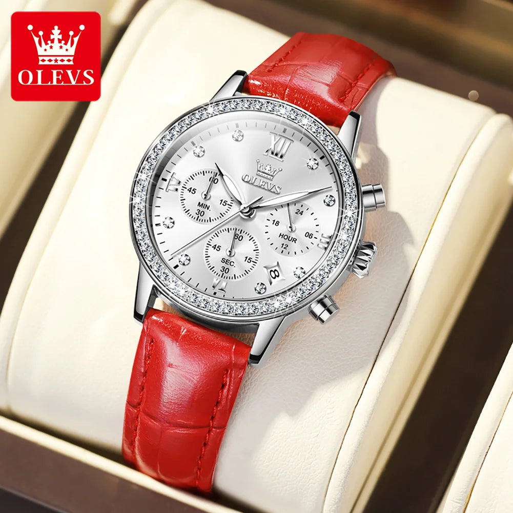 OLEVS 9933 Women's Watch Luxury Diamond Quartz Watch For Women Chronograph Calendar Top Brand Wristwatch Waterproof Luminous