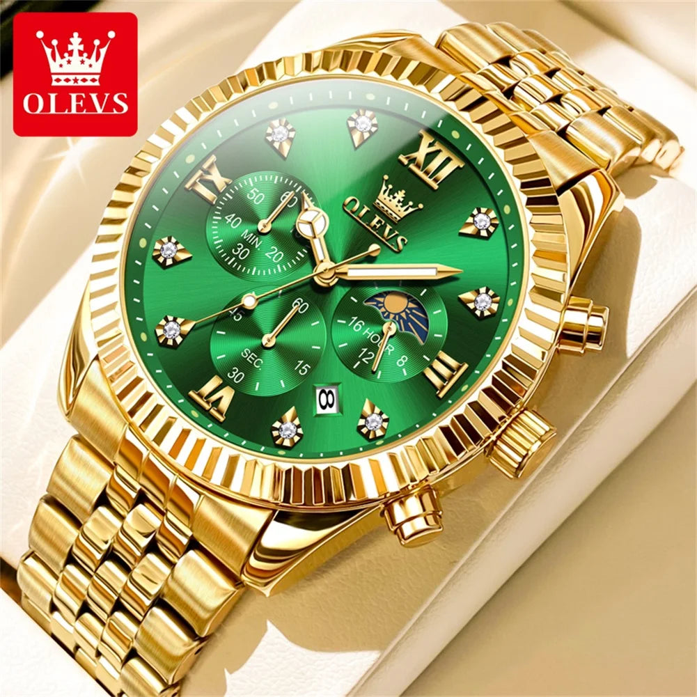 OLEVS 2932 Herrenuhr Römische Skala Chronograph Quarzuhr für Herren Moonswatch Luxus Diamant Herren Armbanduhr Wasserdicht Leuchtend