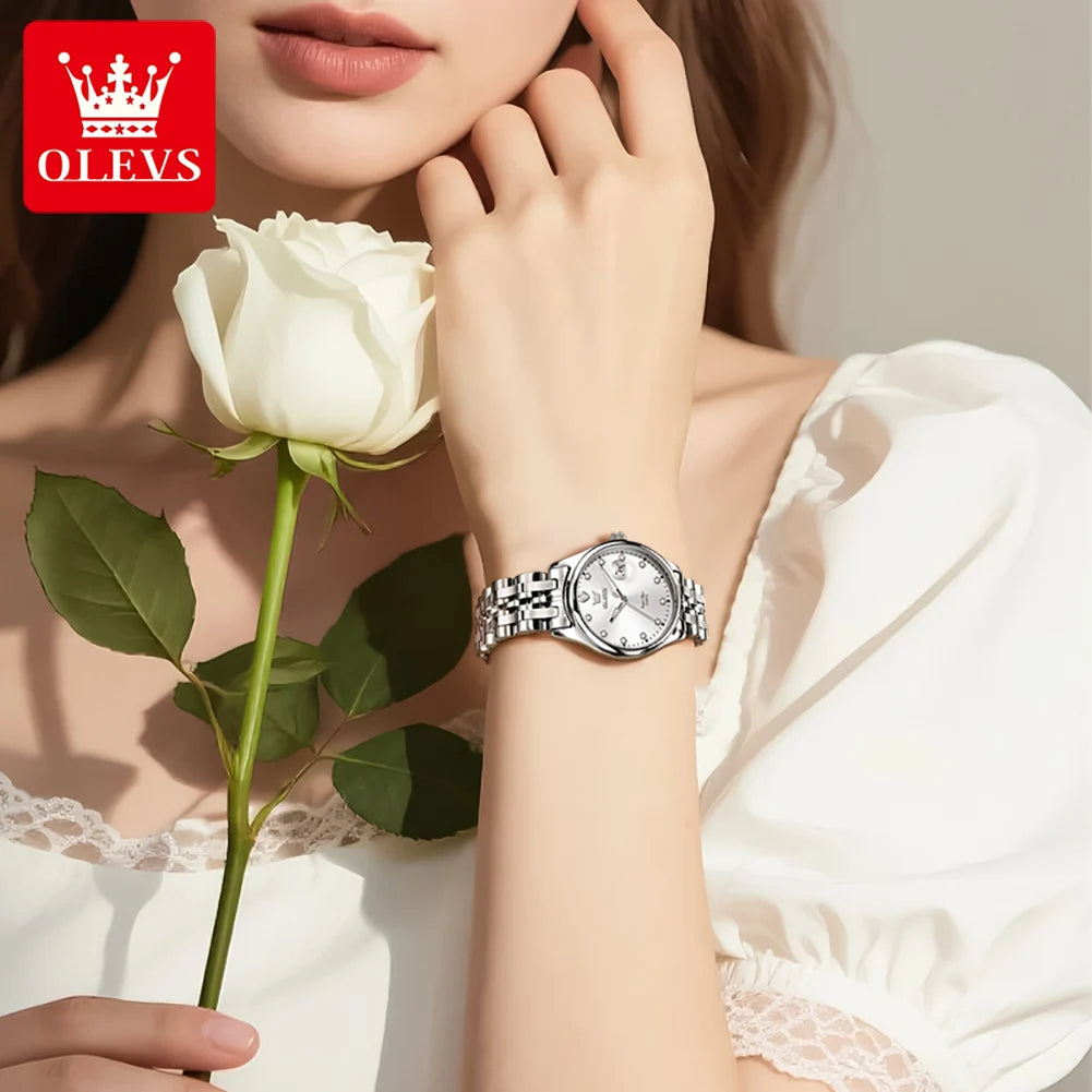 OLEVS 5649 Woman Watch 30M Waterproof Date Quartz Watch For Women Steel Strap Zircon Scale Luxury Elegant Ladies Hand Clock