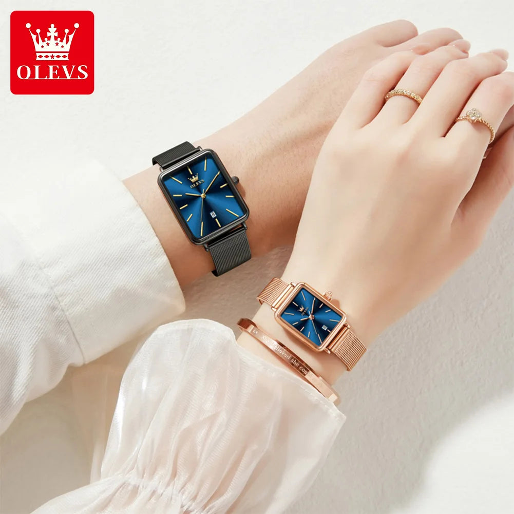 OLEVS 3692 Paaruhren, dünnes Gehäuse, einfache Quarzuhr für Herren und Damen, original wasserdicht, Kalender, Mode, Business, Armbanduhr