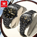 OLEVS 9956 Watches For Couple  Automatic Mechanical Watches Dual Calendar Original Stainless Steel Hand Clock Waterproof 9956