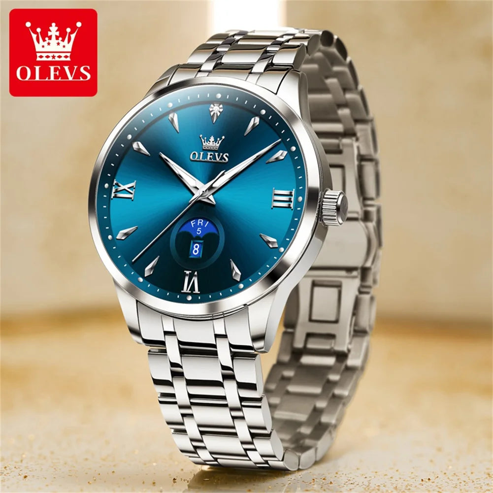 OLEVS 3646 Herrenuhr Stahlarmband Original Mode Quarzuhr Für Männer Wochentag Datumsanzeige Wasserdicht Leuchtend Luxus Armbanduhr