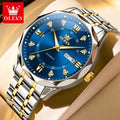 OLEVS 6727 Men Automatic Watch Luxury Dual Calendar Mechanical Watch For Men Zircon Scale Steel Strap Waterproof Man Hand Clock