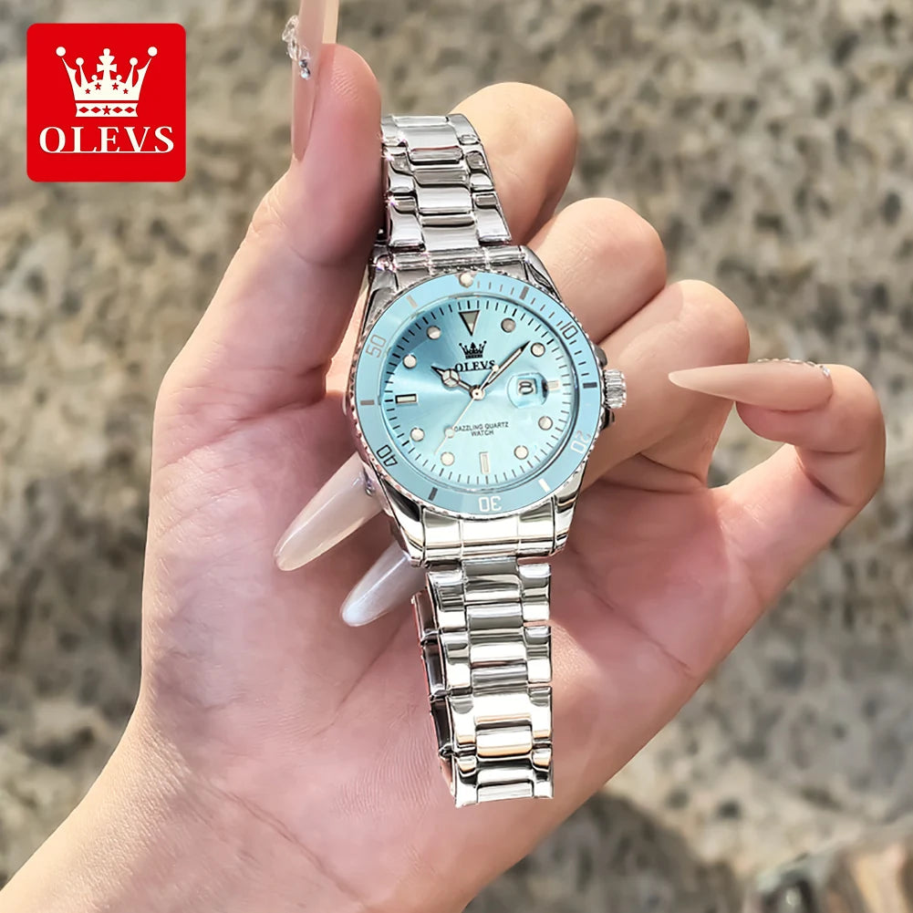 OLEVS 5885 Watches For Woman Fashion Chronograph Date Waterproof Luminous Quartz Woman Watches Original Luxury Ladies Hand Clock