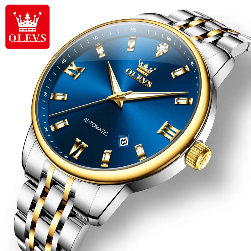 OLEVS 6723 Man Automatic Watches Business Date Mechanical Watch For Men Luxury Fashion Waterproof Luminous Original Hand Clock
