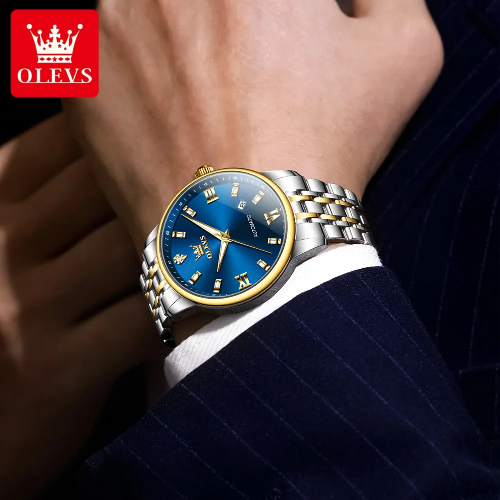 OLEVS 6723 Man Automatic Watches Business Date Mechanical Watch For Men Luxury Fashion Waterproof Luminous Original Hand Clock