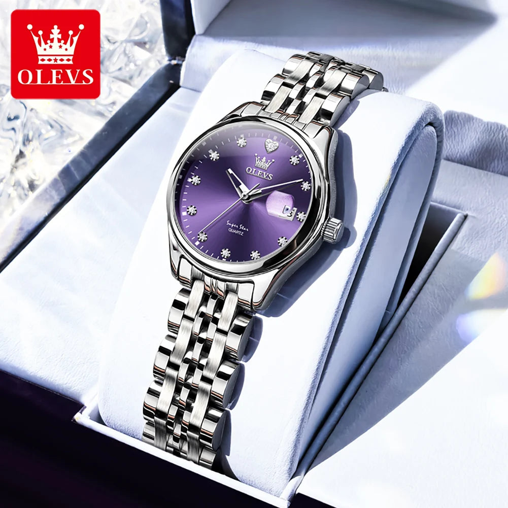 OLEVS 5649 Woman Watch 30M Waterproof Date Quartz Watch For Women Steel Strap Zircon Scale Luxury Elegant Ladies Hand Clock