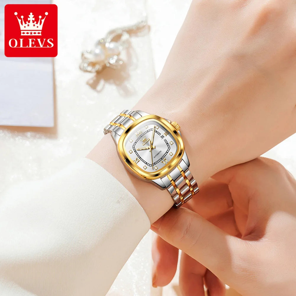 OLEVS 9810 Woman Watch Top Brand Business Date Mechanical Watch For Women Diamond Scale Luxury Original Waterproof Hand Clock