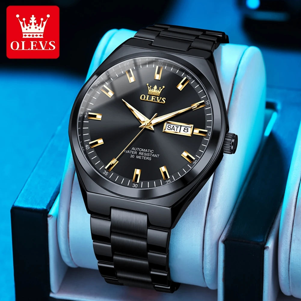 OLEVS 9907 Watches For Man Luxury Business Automatic Mechanical Wristwatch Waterproof Luminous Original Sport Week Date Watches