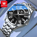 OLEVS 6780 Luxury Business Men's Automatic Mechanical Watch Roman Numerals Dual Calendar Watches Waterproof Stainless Steel