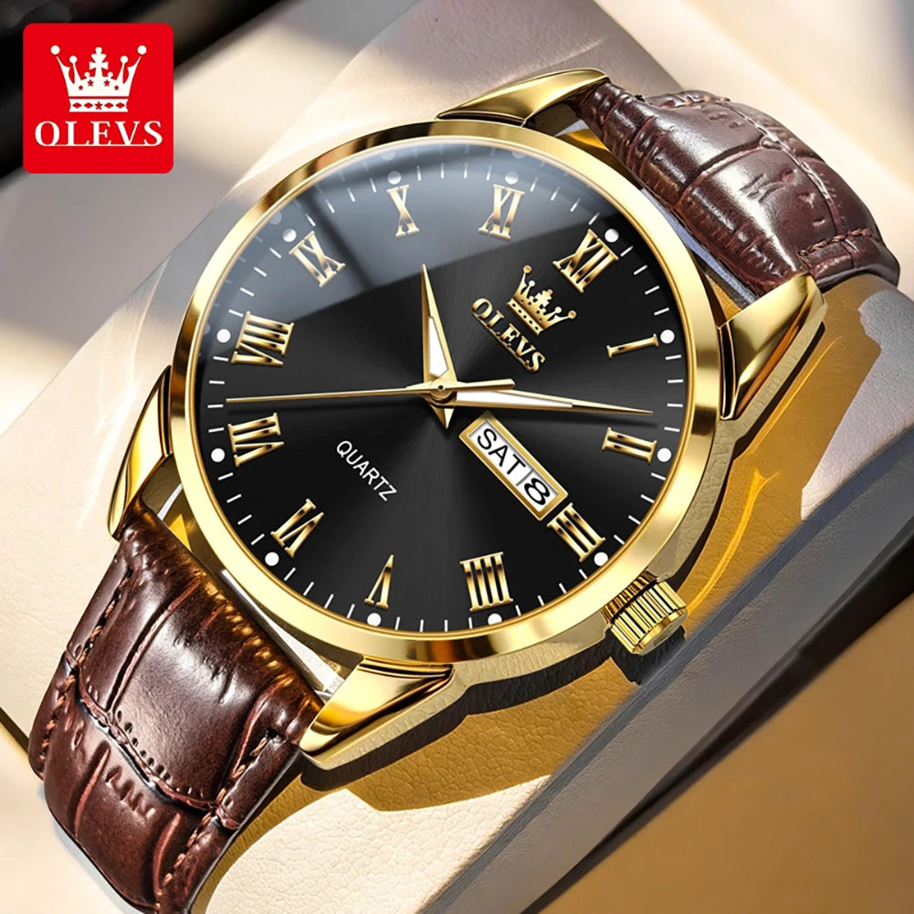 OLEVS 5892 Watch Men's Watches Simple Quartz Week Date Watches For Men Waterproof Luminous Business Classics Male Clock