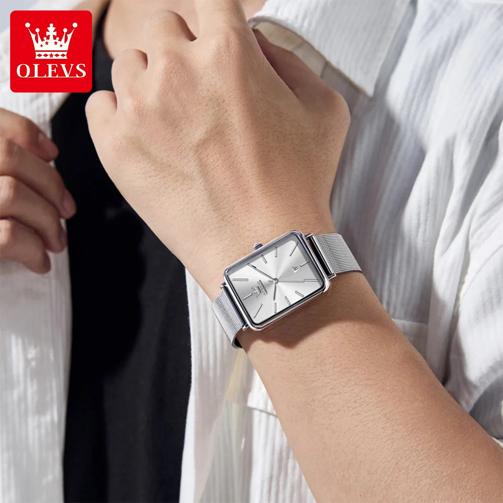 OLEVS 3692 Paaruhren, dünnes Gehäuse, einfache Quarzuhr für Herren und Damen, original wasserdicht, Kalender, Mode, Business, Armbanduhr