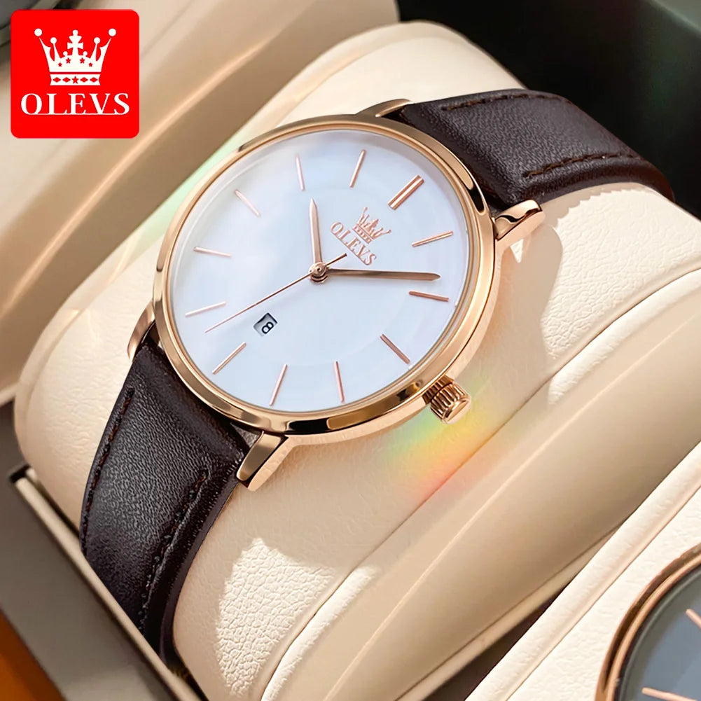 OLEVS Kadın Saati Japon Kuvars Mekanizma 6.5mm Kasa Kalınlığı Su Geçirmez Kadın Kol Saati Takvim Moda Elbise Kol Saati