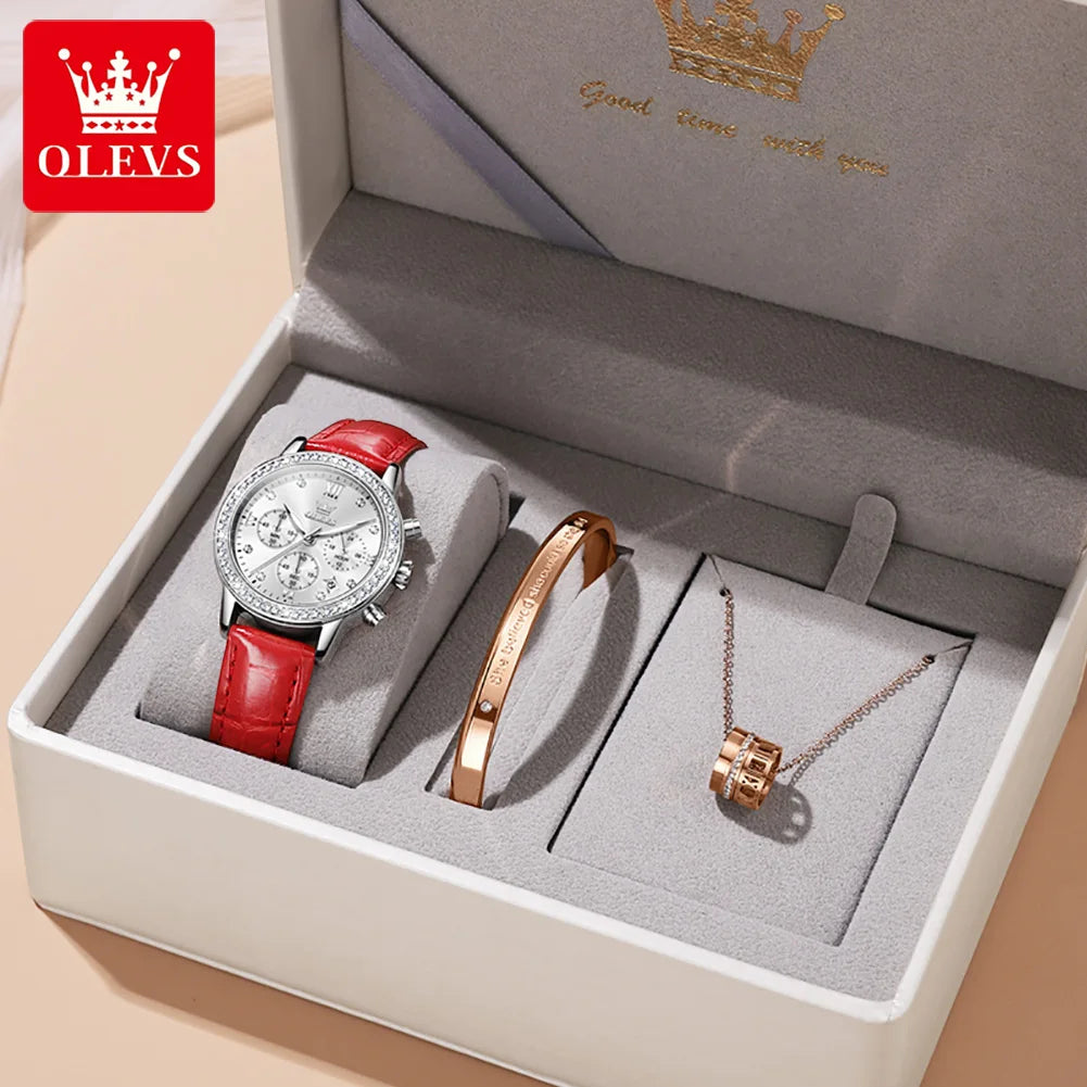 OLEVS 9933 Women's Watch Luxury Diamond Quartz Watch For Women Chronograph Calendar Top Brand Wristwatch Waterproof Luminous
