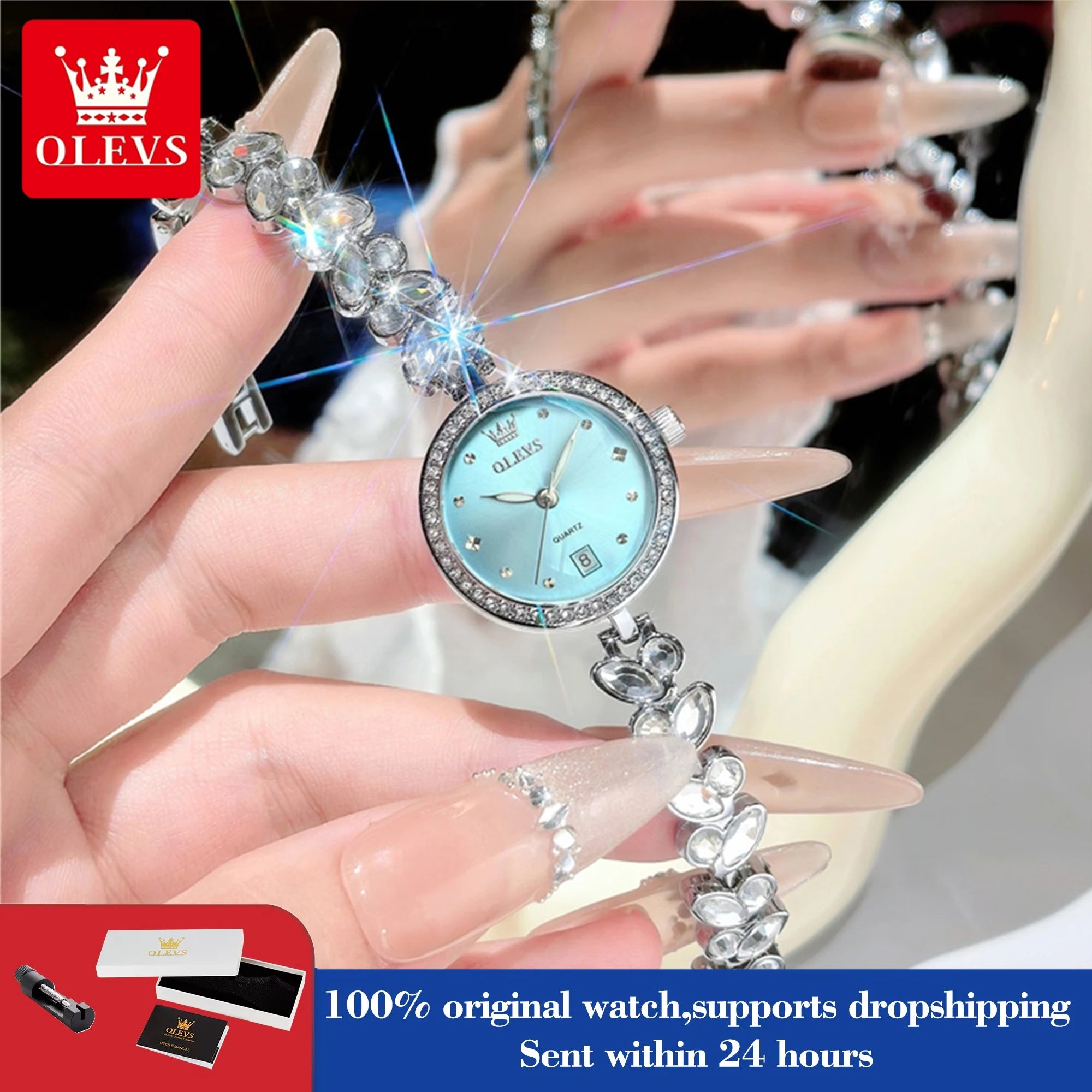OLEVS 5679 New Womens Watch Elegant Fashion Brand Quartz Watch Waterproof Luminous Watches For Woman Gifts Bracelet Clasp