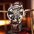 OLEVS 7051 Watch For Men Fashion Hollow Automatic Mechanical Male Hand Clock Waterproof Luminous Original Sport Man Watches