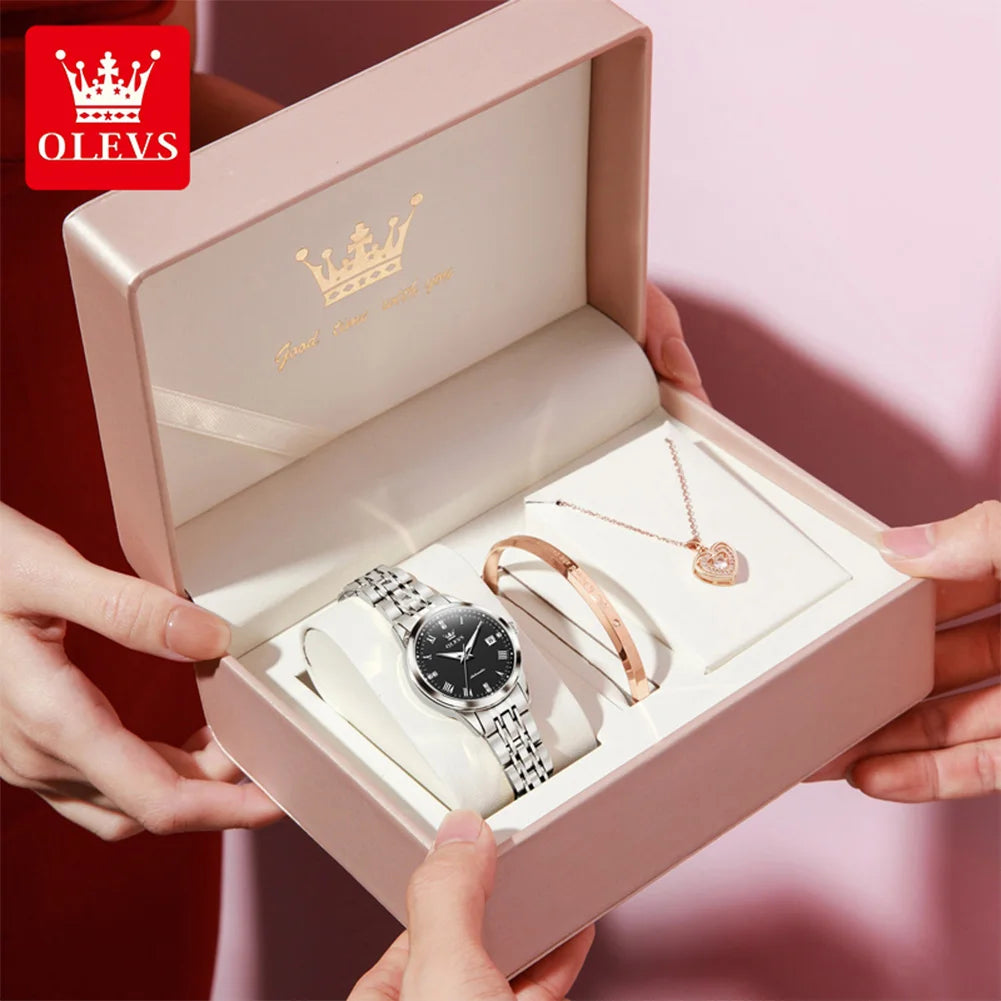OLEVS 7062 Woman Watch  Luxury Luminous Waterproof Steel Strap Auto Date Mechanical Watches For Women Roman Scale Ladies Hand