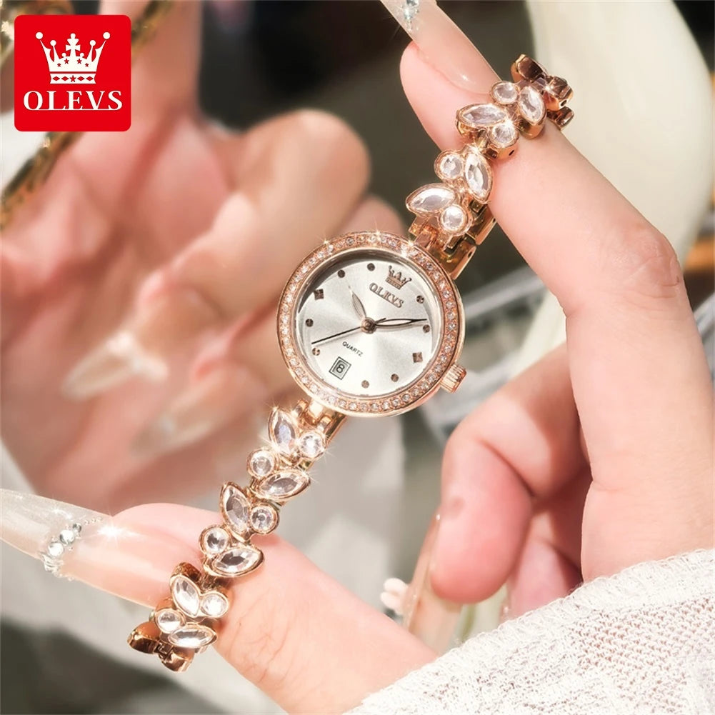 OLEVS 5679 New Womens Watch Elegant Fashion Brand Quartz Watch Waterproof Luminous Watches For Woman Gifts Bracelet Clasp