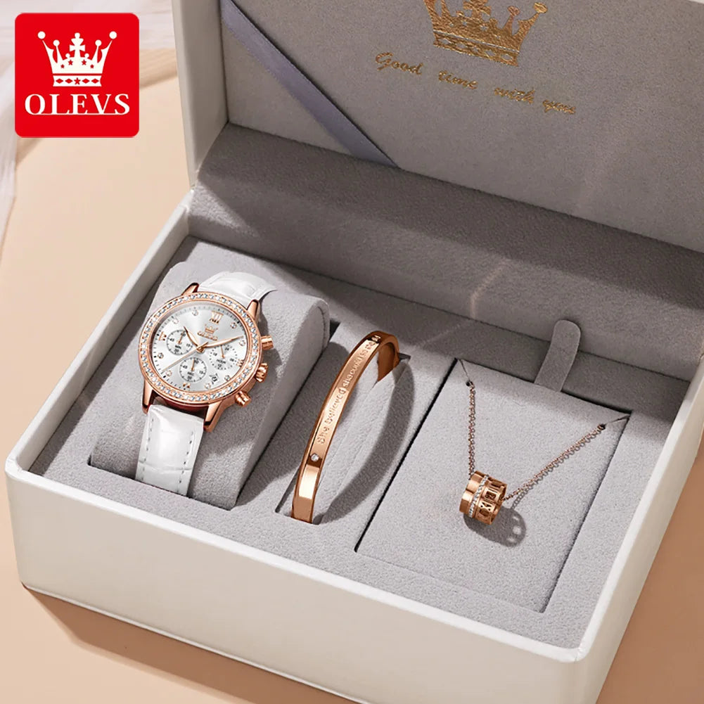 OLEVS 9933 Women's Watch Luxury Diamond Quartz Watch For Women Chronograph Calendar Top Brand Wristwatch Waterproof Luminous