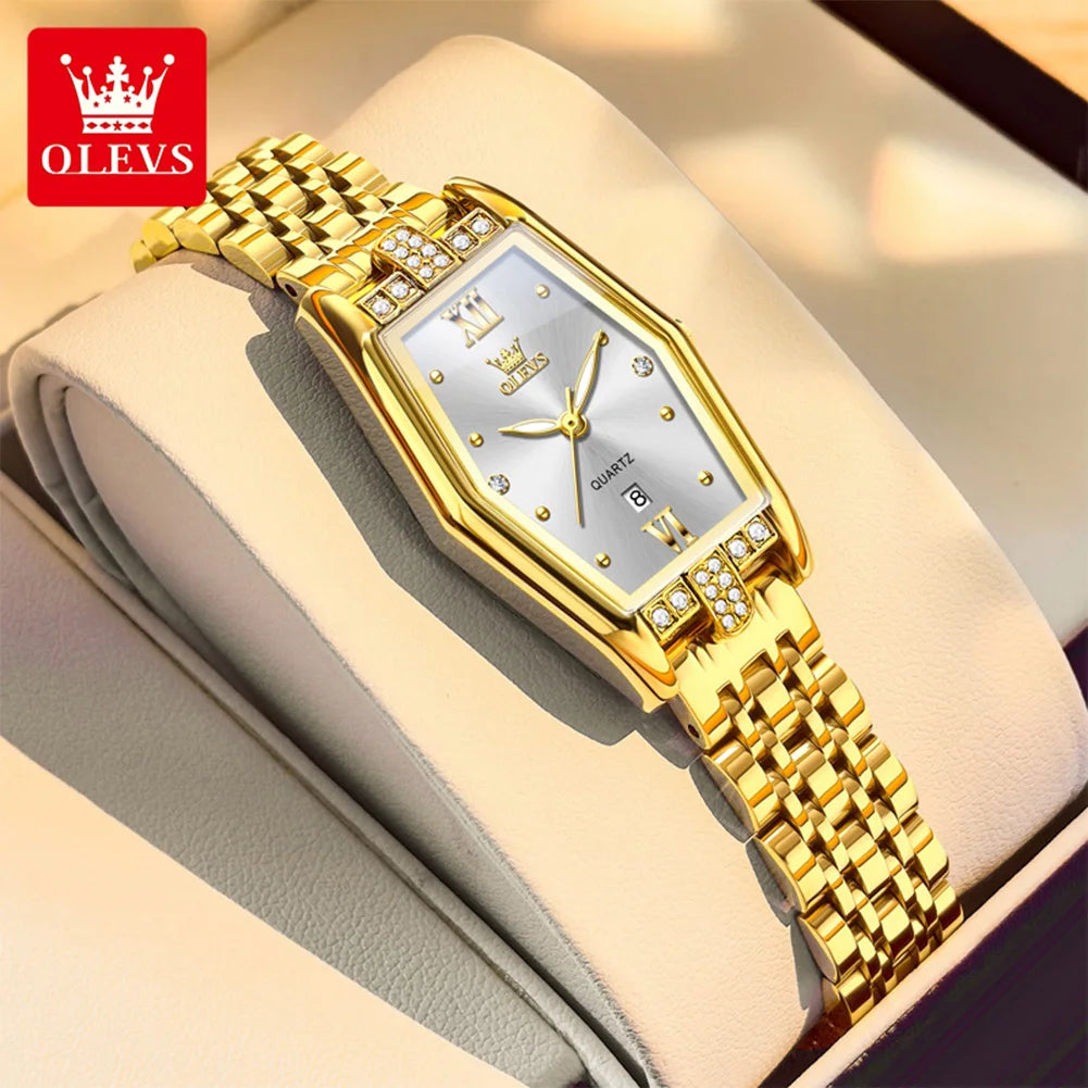 OLEVS 3699 Damen Quarzuhr Simple Luxury Kalenderuhr Für Frauen Leuchtende Wasserdichte Elegante Damenuhr Edelstahlarmband