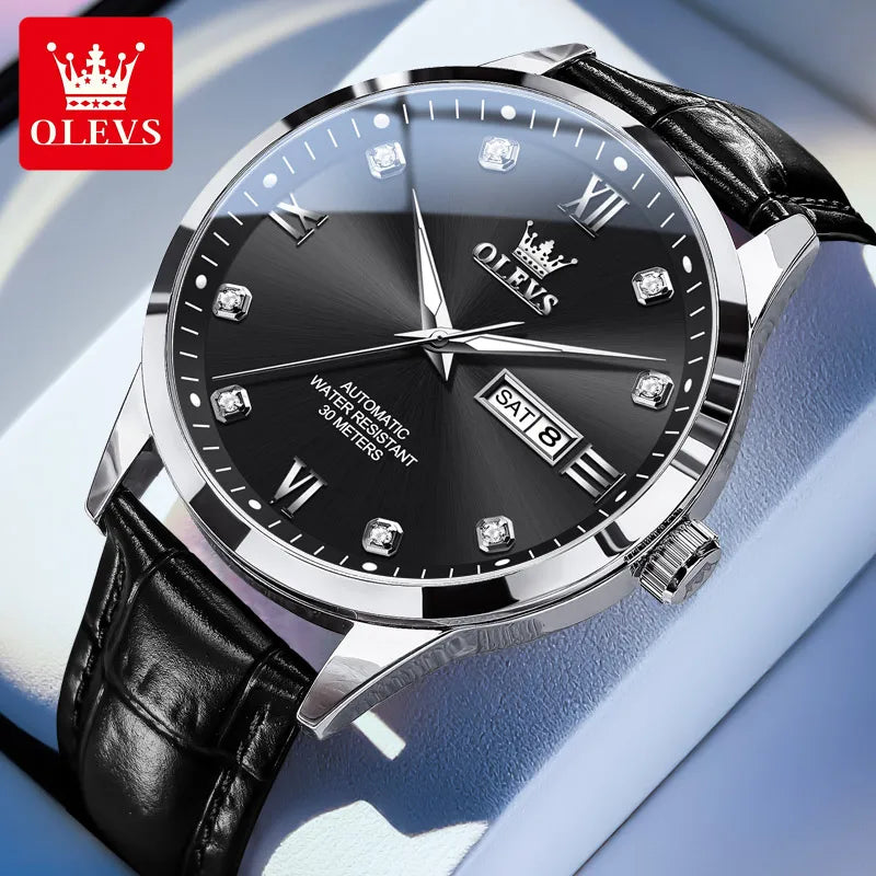 OLEVS 9946 Men's Watch Classic Fashion Waterproof Man Automatic Hand Clock Top Brand Dual Calendar Mechanical Watch For Men