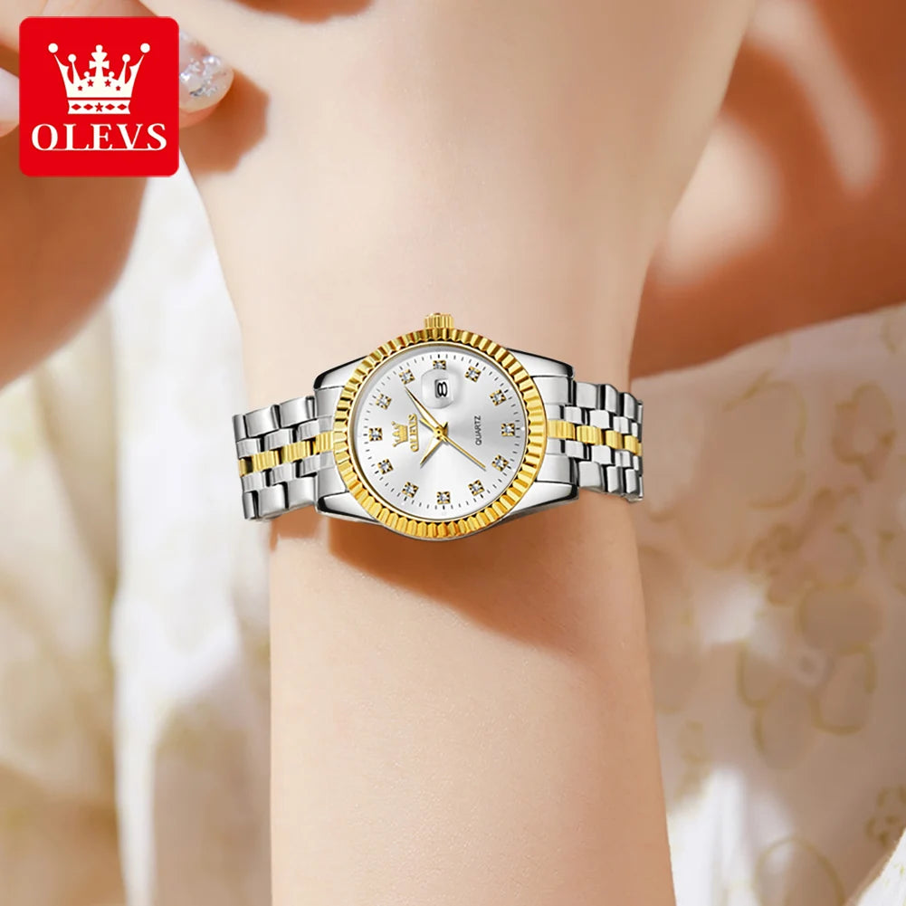 OLEVS 5526 Women's Watch Luxury Calendar Watch For Women Original Luminous Waterproof Stainless Steel Quartz Ladies Wristwatch