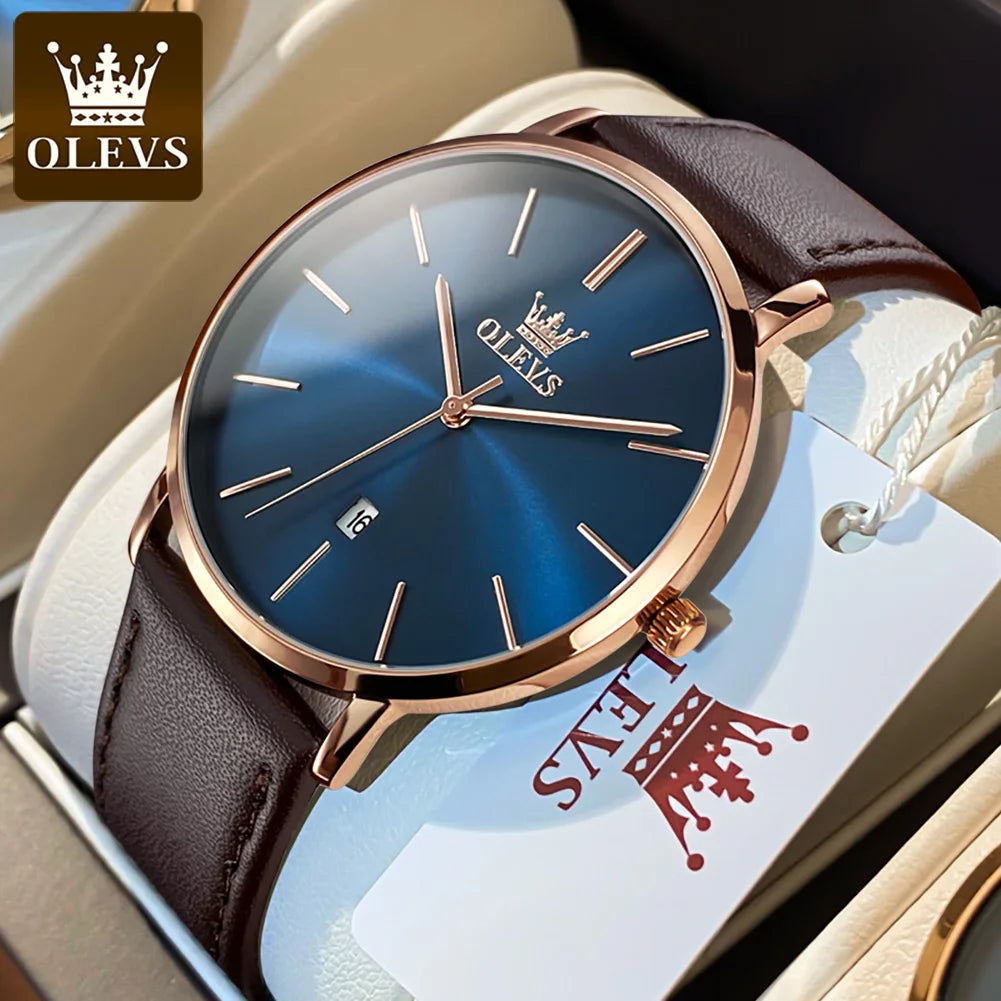OLEVS 5869 Watch For Men Fashion Simple Japan Quartz Movement Man's Watches Case Thickness 6.5mm Top Brand Calendar Hand Clock