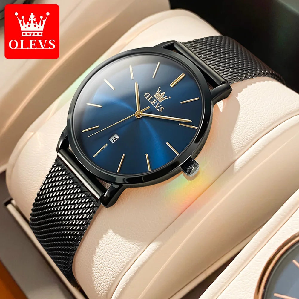 OLEVS Kadın Saati Japon Kuvars Mekanizma 6.5mm Kasa Kalınlığı Su Geçirmez Kadın Kol Saati Takvim Moda Elbise Kol Saati