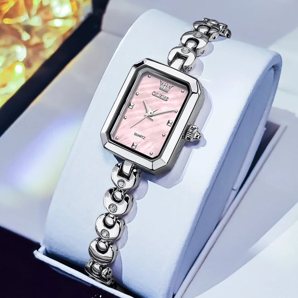 OLEVS 3665 Uhr Damen Luxus Schlichte Quarzuhr für Damen Top-Marke Original Wasserdicht Elegante Damenuhr Stahlband