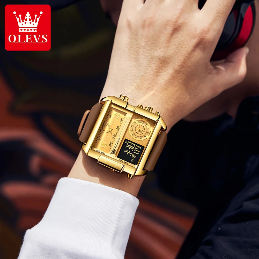 OLEVS 1101 Herrenuhr Mode Multifunktions-Quarzuhr für Herren Kalender-Wochenanzeige Großes Zifferblatt Zeigeruhr Wasserdicht Leuchtend