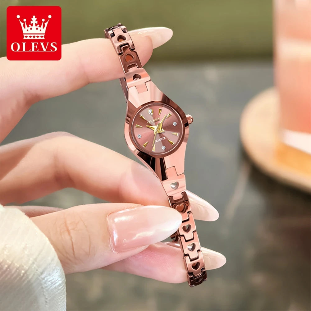 OLEVS 7082 Ladies Watch High Quality Elegant Original Quartz Wristwatch Waterproof Luminous Tungsten Steel Watches For Woman